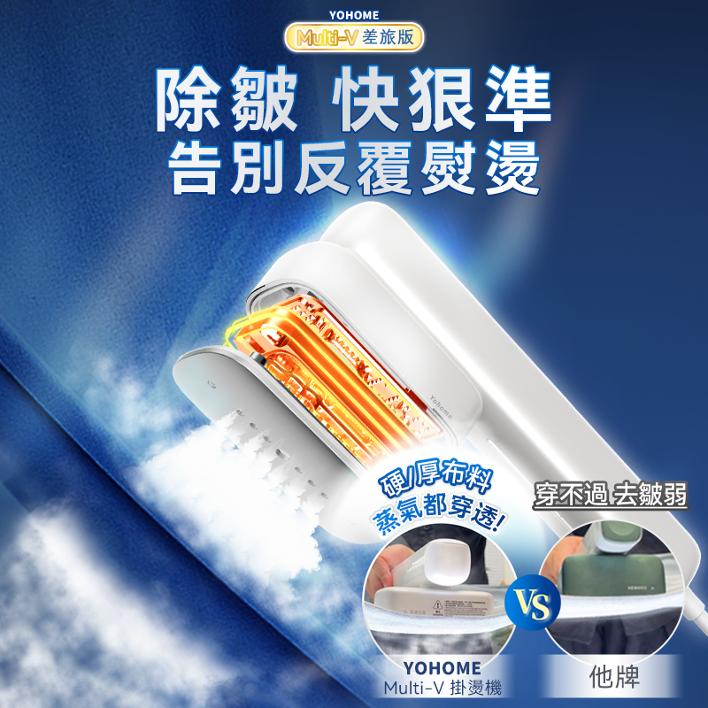 日本Yohome Multi-V輕感旋轉多衣適溫即熱大面積除皺蟎菌雙淨掛燙機
