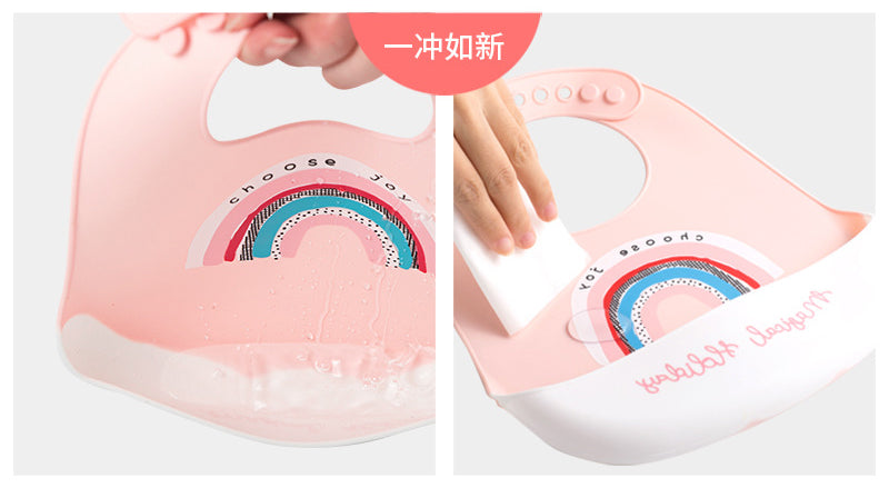 嬰兒矽膠飯圍兜防水口水兜食飯兜免手洗 - 甜甜的夢