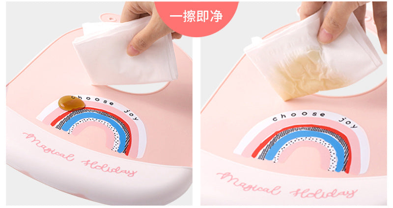 Baby Silicone Rice Bib Waterproof Saliva Pocket Food Pocket Hand Wash - Elephant Party