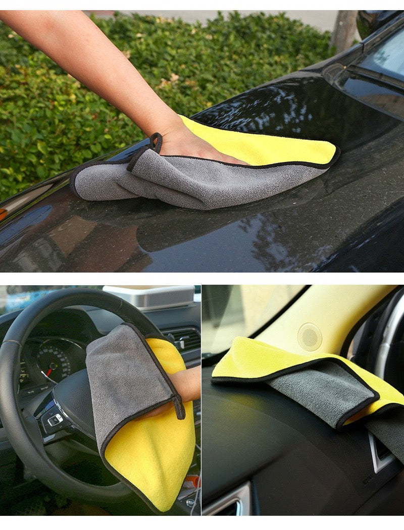 【2條裝】洗車毛巾加厚吸水珊瑚絨雙面汽車清潔毛巾30x30cm