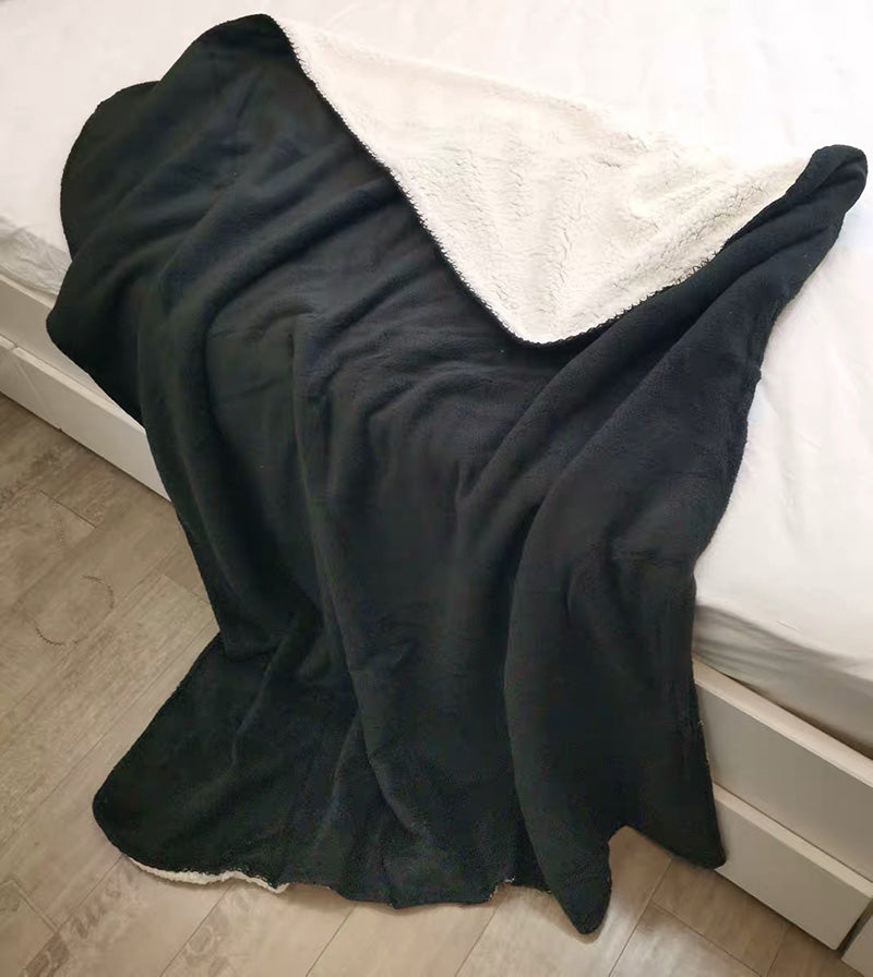 Denmark HYGGE black double-sided fleece black and white lamb fleece blanket office blanket 125x150cm