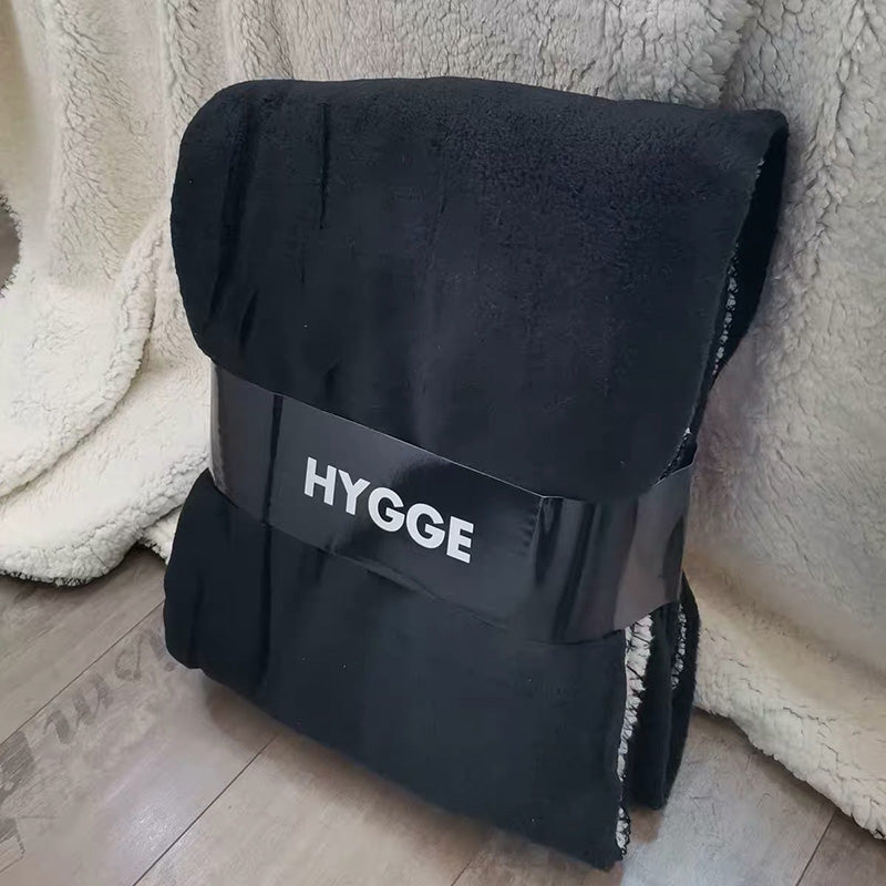 Denmark HYGGE black double-sided fleece black and white lamb fleece blanket office blanket 125x150cm
