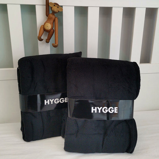 丹麥HYGGE黑色雙面絨黑白羊羔絨毛毯辦公室蓋毯125x150cm