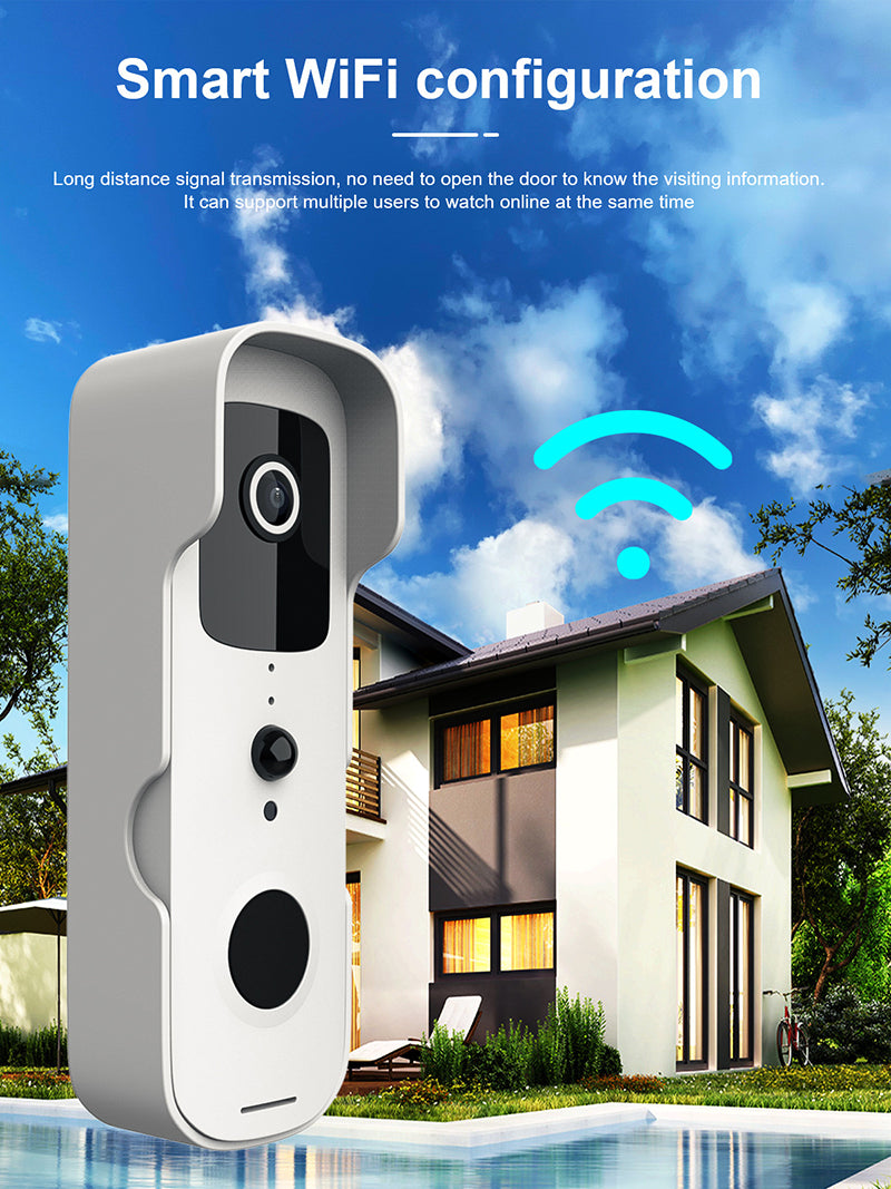 智能無線可視門鈴對講手機監控wifi門鈴Tuya - T30白色( 支持google Assistant ,Amazon Alexa)
