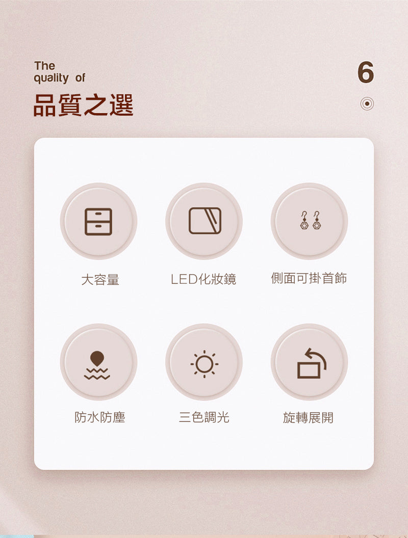 LED帶鏡子首飾一體置物架化妝盒化妝收納盒防塵護膚品梳妝台桌面