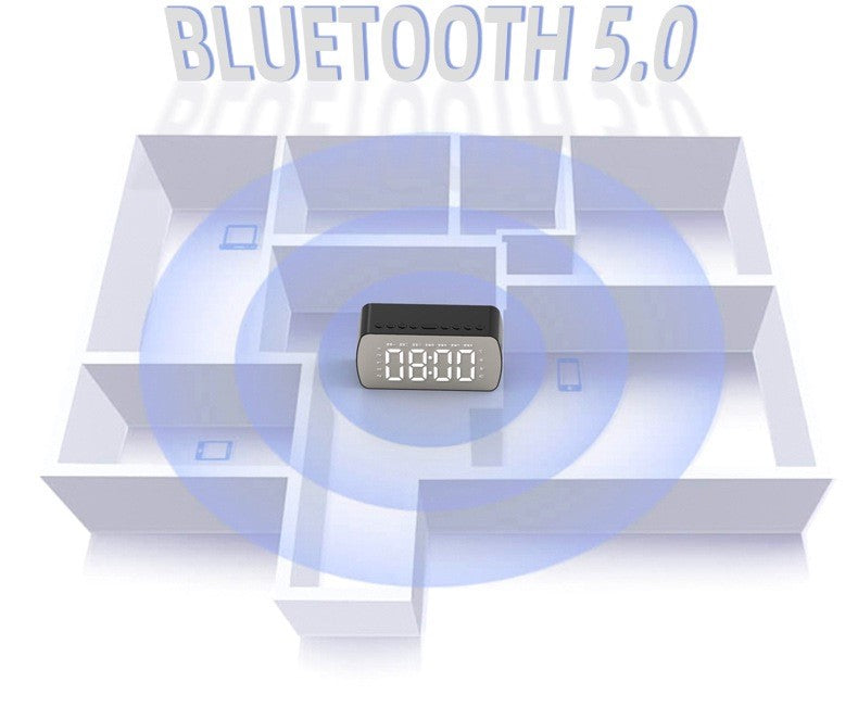 新款Q9智能藍牙音箱鏡面時鐘鬧鐘小喇叭