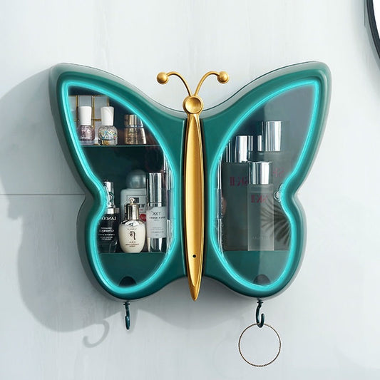 免打孔浴室壁掛收納櫃蝴蝶化妝箱收納架大容量儲物架