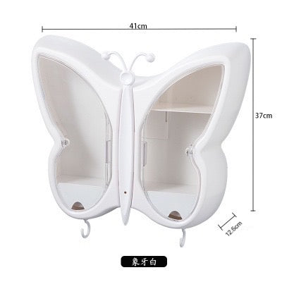 免打孔浴室壁掛收納櫃蝴蝶化妝箱收納架大容量儲物架