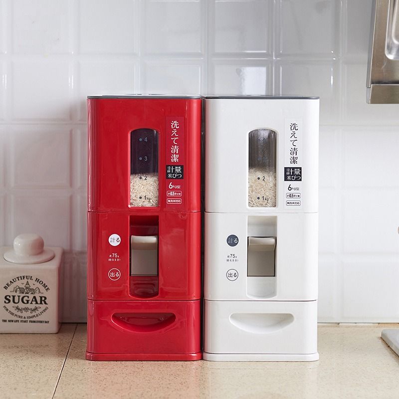日本家用米箱米桶防潮防蟲塑料自動計量6KG
