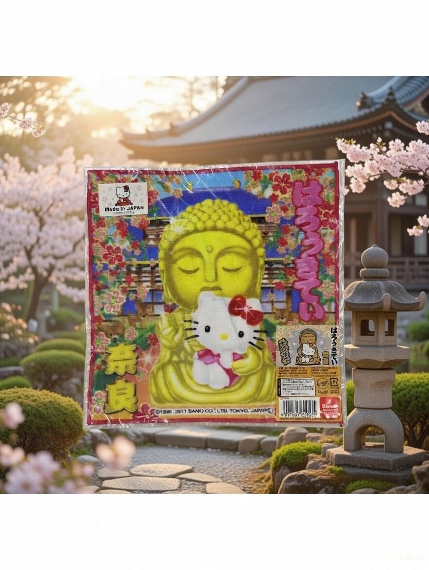 ［香港客戶免運費］限量珍藏！Hello Kitty × 大佛可愛手帕 made in Japan