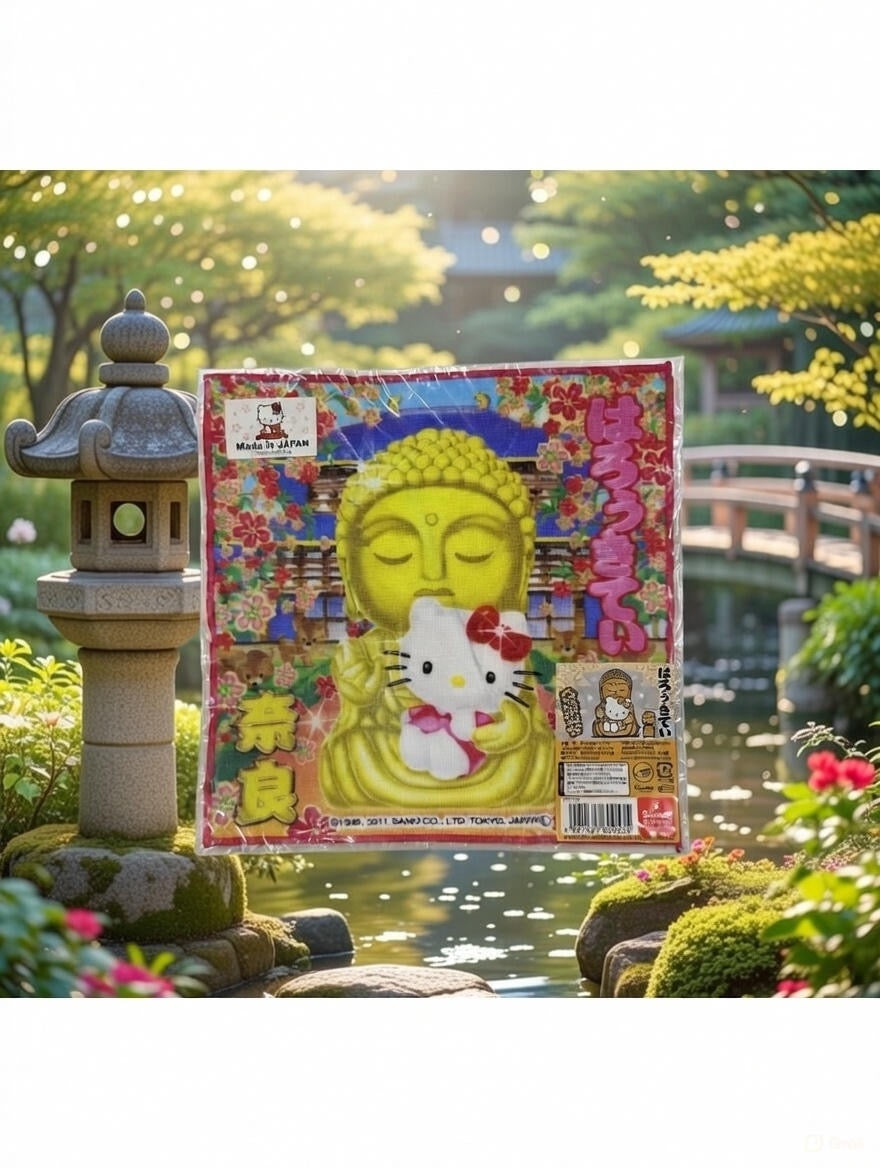 ［香港客戶免運費］限量珍藏！Hello Kitty × 大佛可愛手帕 made in Japan
