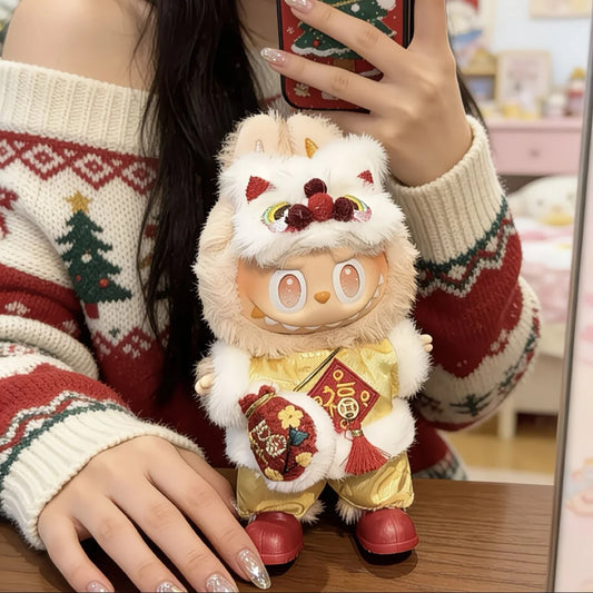 Labubu新年換醒獅新衫適用1/2/3代套裝(只賣衣服)