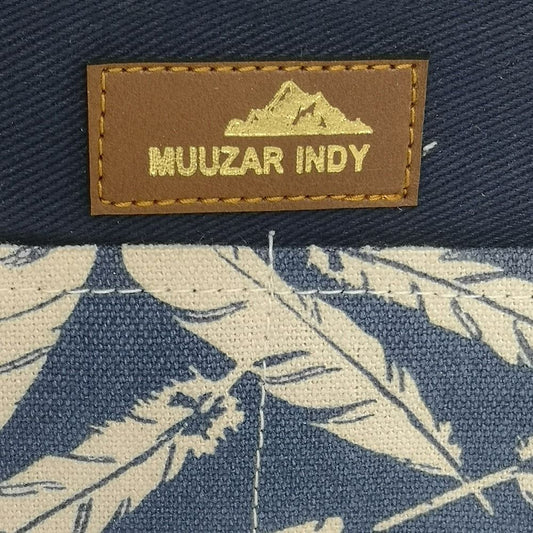泰國手工 Muuzar Indy 無紡布藍色樹葉圖案小手袋 斜孭袋（限量款）