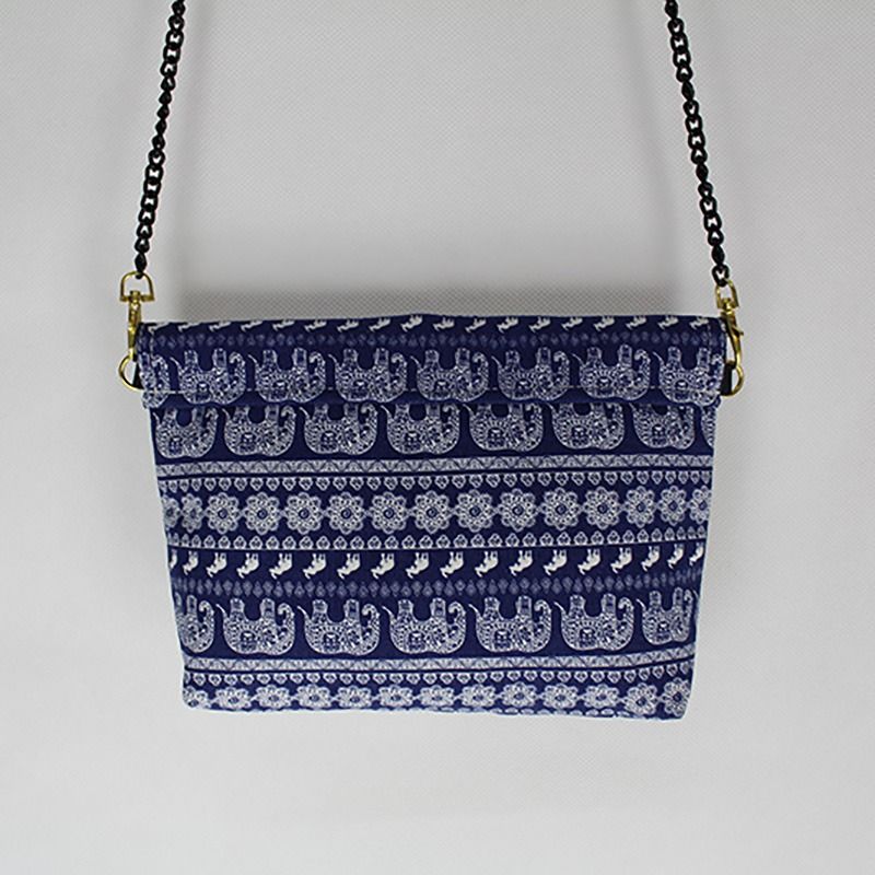 泰國手工 Muuzar Indy 無紡布藍色大象圖案小手袋 斜孭袋（限量款）