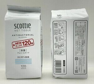 日本 SCOTTIE 抗菌濕紙巾 補充裝 120抽(含酒精)4901750770174