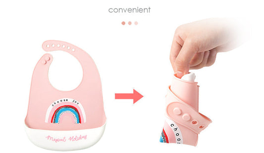 嬰兒矽膠飯圍兜防水口水兜食飯兜免手洗 - 天鵝公主