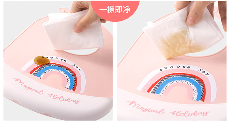 Baby Silicone Rice Bib Waterproof Saliva Pocket Food Pocket Hand Wash Free - Swan Princess
