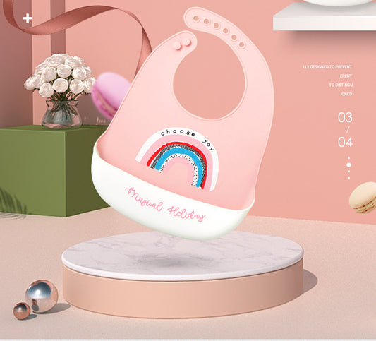 嬰兒矽膠飯圍兜防水口水兜食飯兜免手洗 - 甜甜的夢