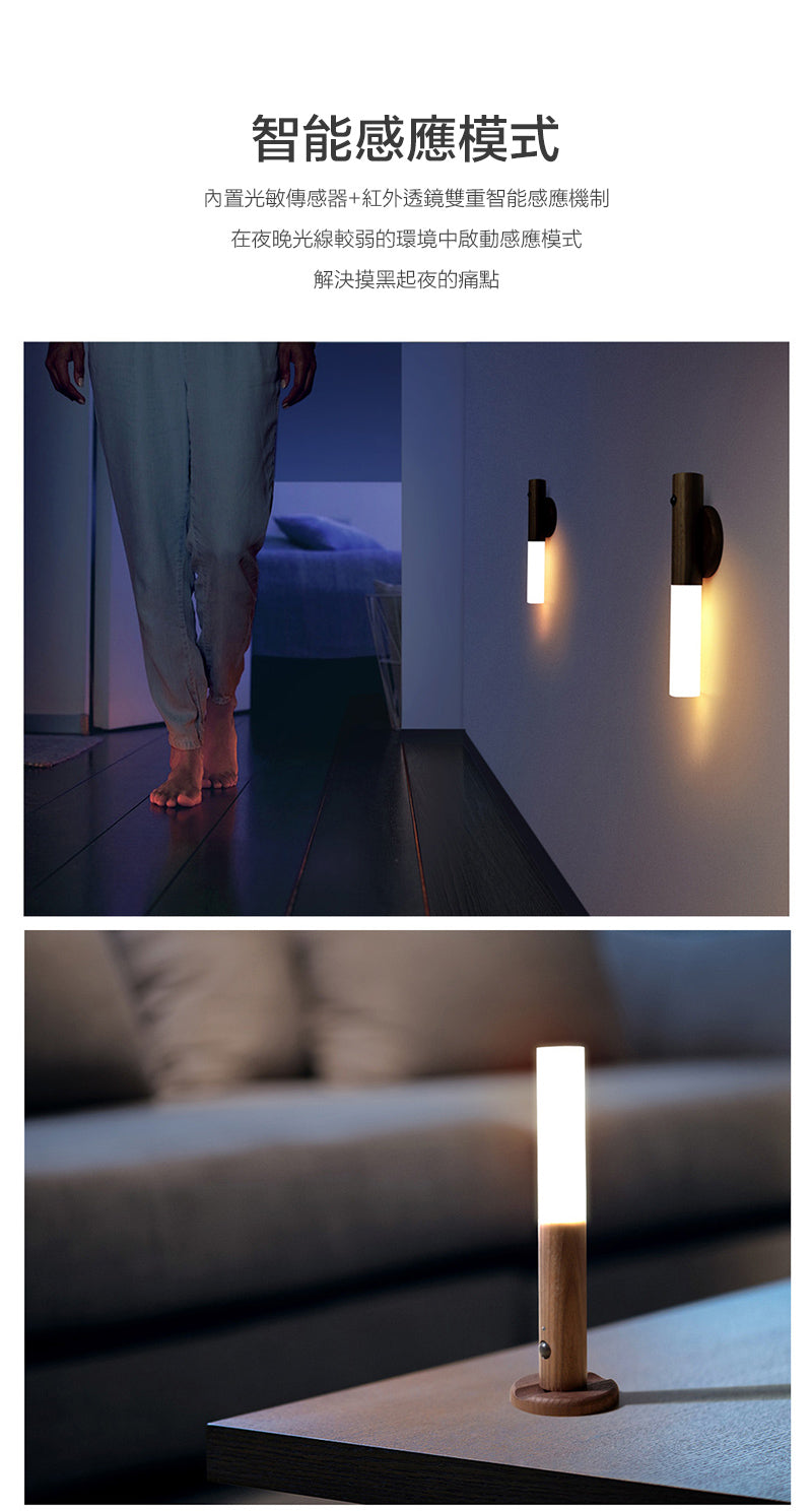 【胡桃木色】創意智能人體感應小夜燈led家用氛圍燈家用樓道感應燈