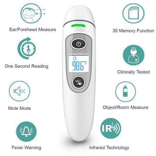 Finicare Forehead and Ear Dual-use Heat Detector Heat Gun Infrared Thermometer Electronic Thermometer Forehead Thermometer Thermometer