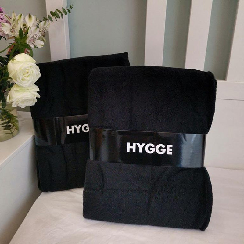 丹麥HYGGE黑色雙面絨黑白羊羔絨毛毯辦公室蓋毯125x150cm
