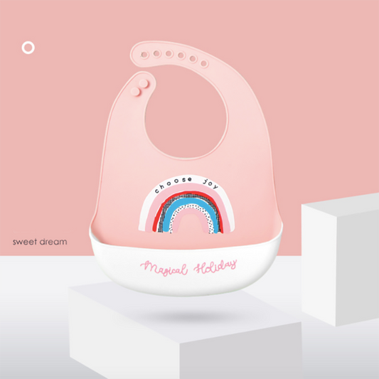 嬰兒矽膠飯圍兜防水口水兜食飯兜免手洗 - 甜甜的夢