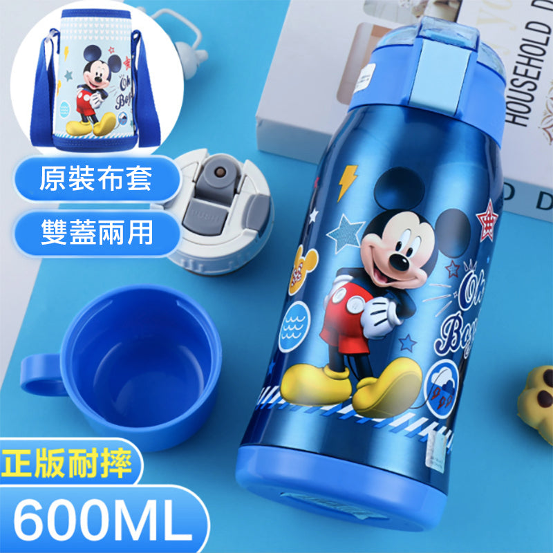迪士尼兒童保溫杯304不銹鋼學生水壺帶吸管600ml - 米奇