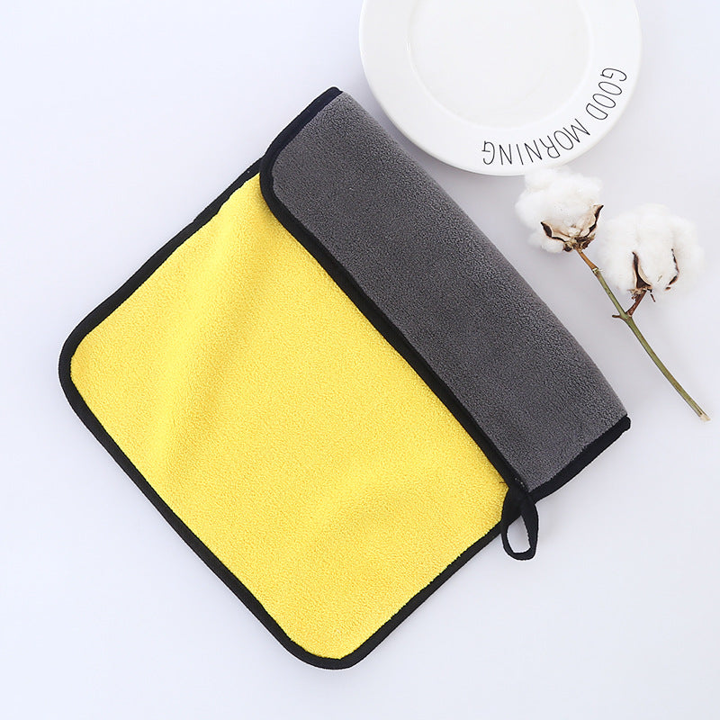 [Pack of 2] Car wash towel thickened absorbent coral velvet double-sided car cleaning towel 30x30cm