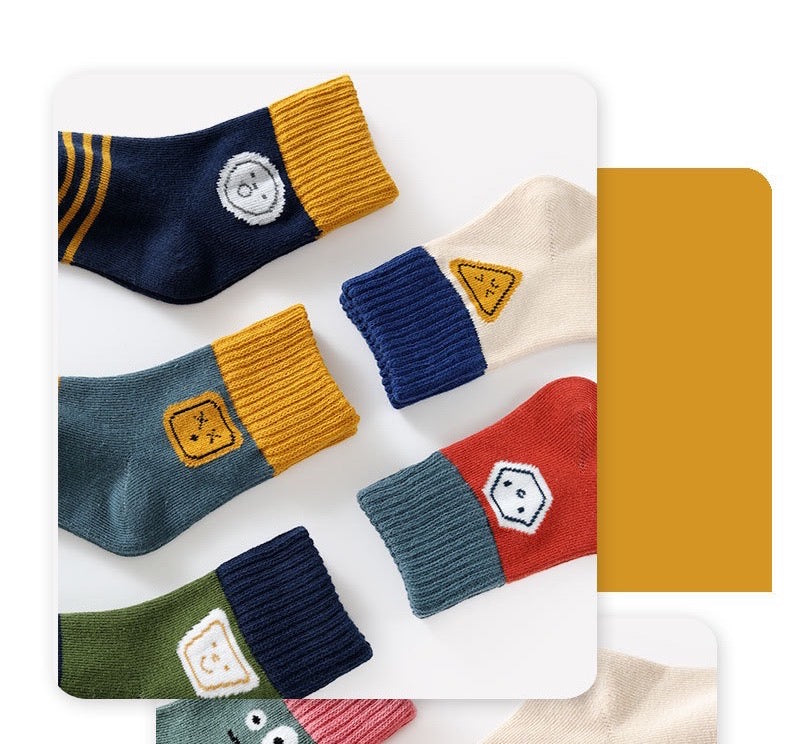 [A set of 5 pairs] Korean style children's cartoon socks socks