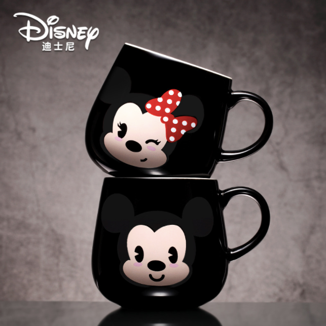 Disney Water Cup Creative Cute Cartoon Couple Mug 380ml - Black Minnie Mouse