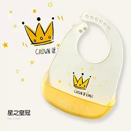 嬰兒矽膠飯圍兜防水口水兜食飯兜免手洗 - 星之皇冠