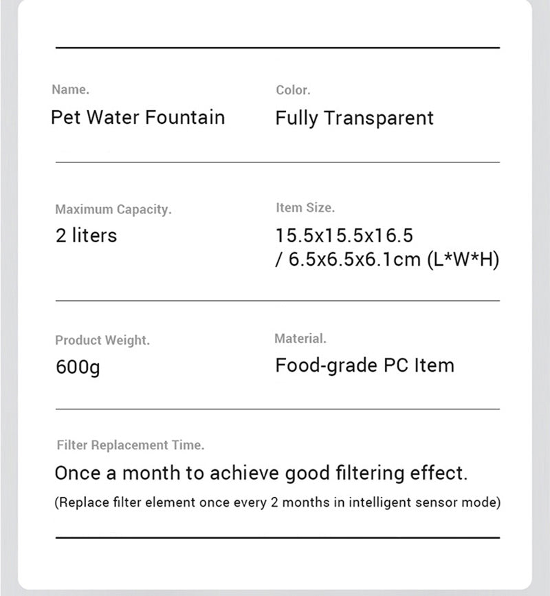 [2L Intelligent Induction] Cat and Dog Pet Automatic Water Dispenser Circulation Filter Cat Water Dispenser Smart Pet Water Feeder