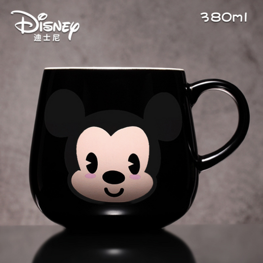 迪士尼水杯創意可爱卡通情侶款馬克杯380ml - 黑色米奇