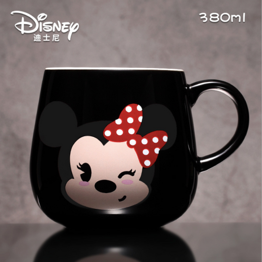 迪士尼水杯創意可爱卡通情侶款馬克杯380ml - 黑色米妮