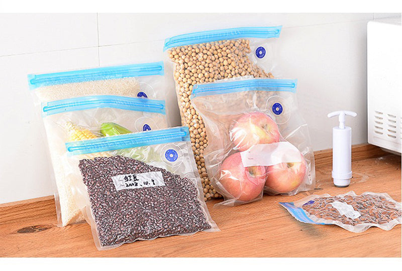 【5個裝】真空食品袋食物真空壓縮袋熟食抽氣泵包裝袋家用密封保鮮袋
