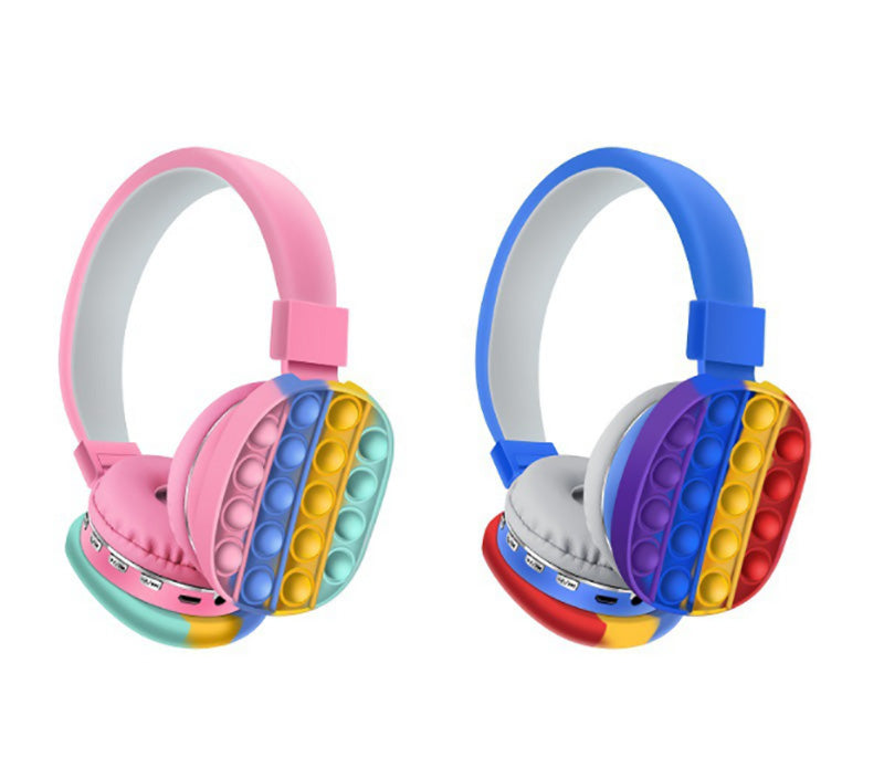 新款頭戴式簡約可愛彩虹藍牙立體聲耳機